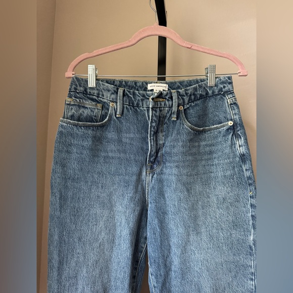 Good American Good Boy Blue Straight Leg Jeans - Picture 3 of 11